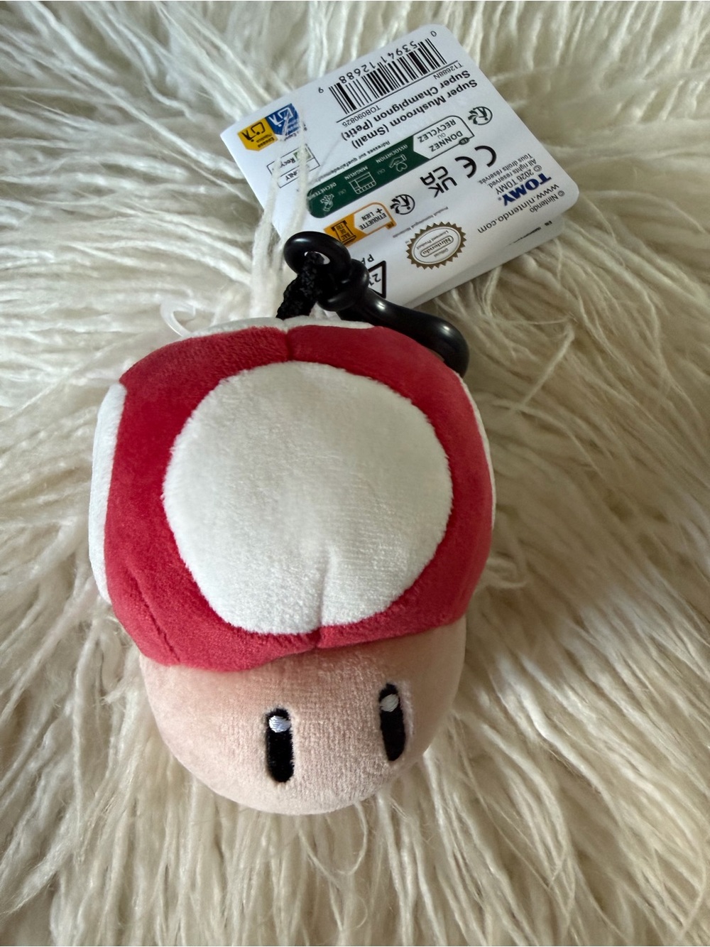 Nintendo Red & White Toad Mushroom Plush Keychain